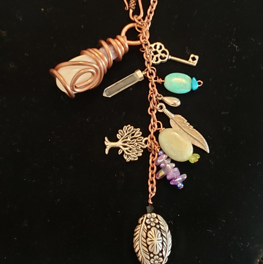 Copper necklace and earring set.